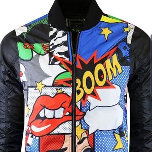 URBAN NYC FASHION MODERN BOMBER JACKET GRAFFITI PRINT XL.